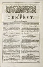 First page of The Tempest in first folio