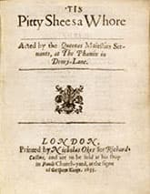 Tis Pity She's a Whore title page, 1633